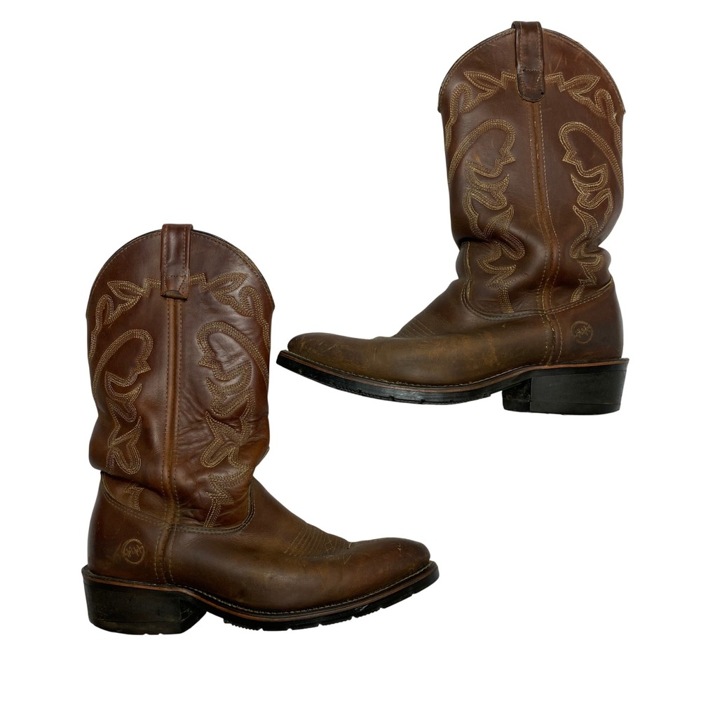 Double H Boots Mens 8.5D Brown AG7 Work Western 1372 Leather Pull-On